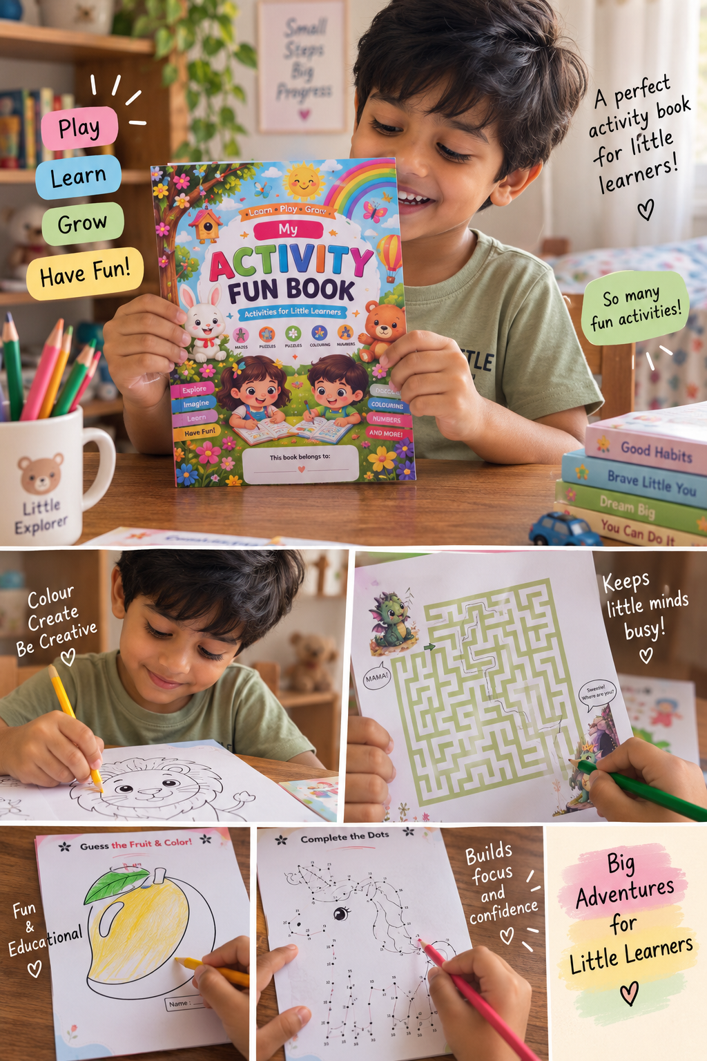 🌈 Kids Activity Fun Book – A5 Size – 30 Activities