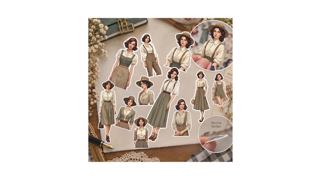 Vintage Lady - Sticker Diecuts