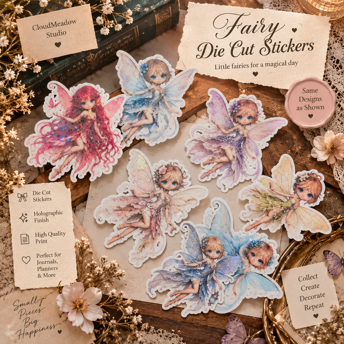 Fairy Girl Sticker Diecuts - 8 qty