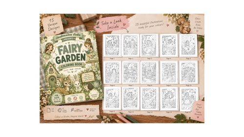Fairy Garden Coloring Book - A4 Size - 15 Unqiue Designs