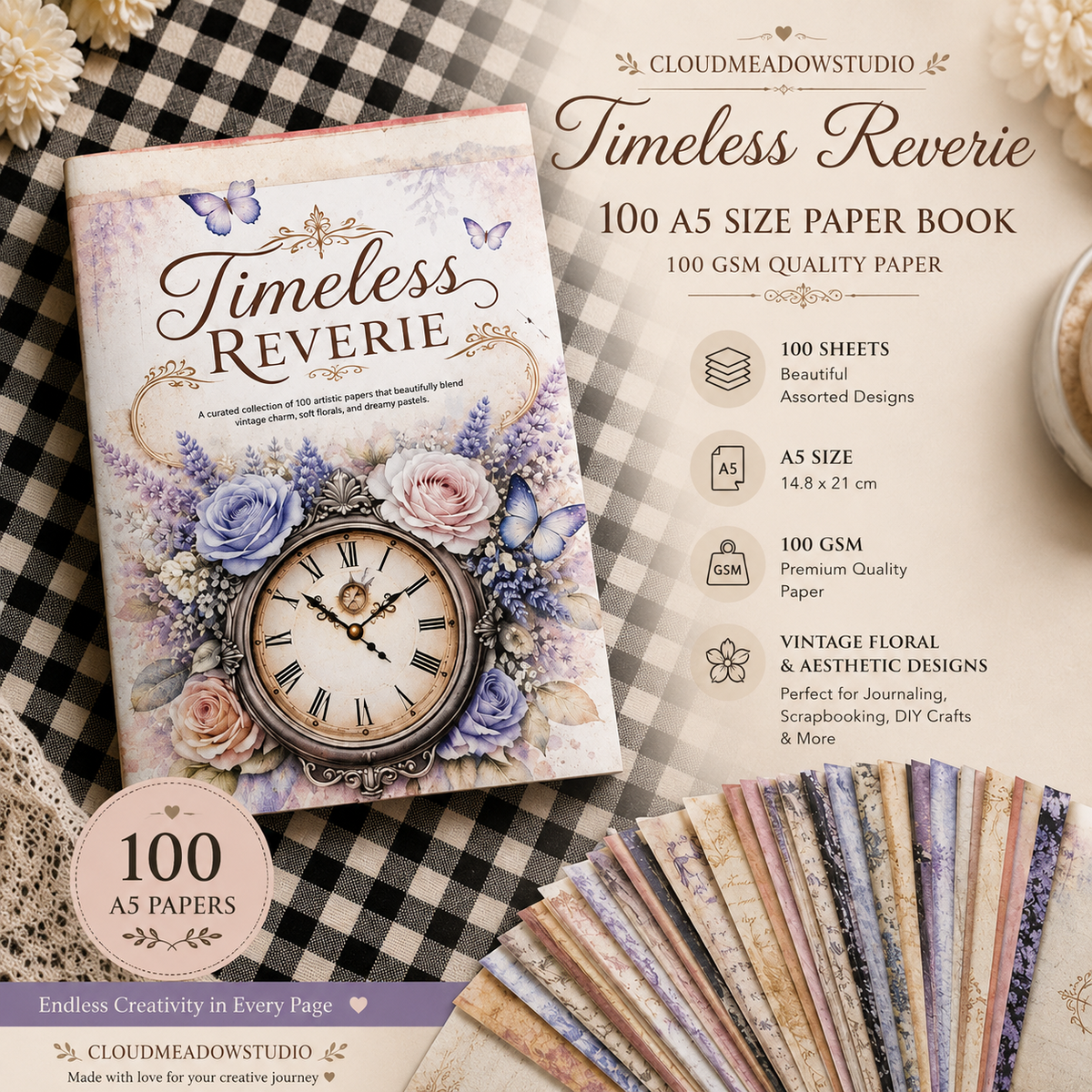 ✨ Timeless Reverie – Scrap Paper Book